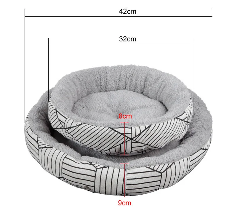 Холщовая круглая маленькая кровать для собак зимние лежанки для кошек мягкая берберская флисовая подушка для щенка коврик теплая подстилка для питомца для собак кошек Petshop hondenmand