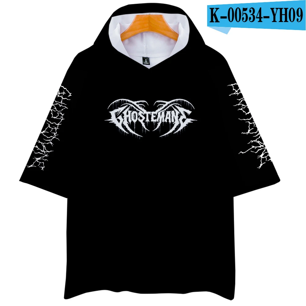 Металлический рэп стиль Ghostemane World Tour Rock Music логотип 3d принт с капюшоном для мужчин/женщин Harajuku Толстовка с коротким рукавом одежда с капюшоном - Цвет: YH09
