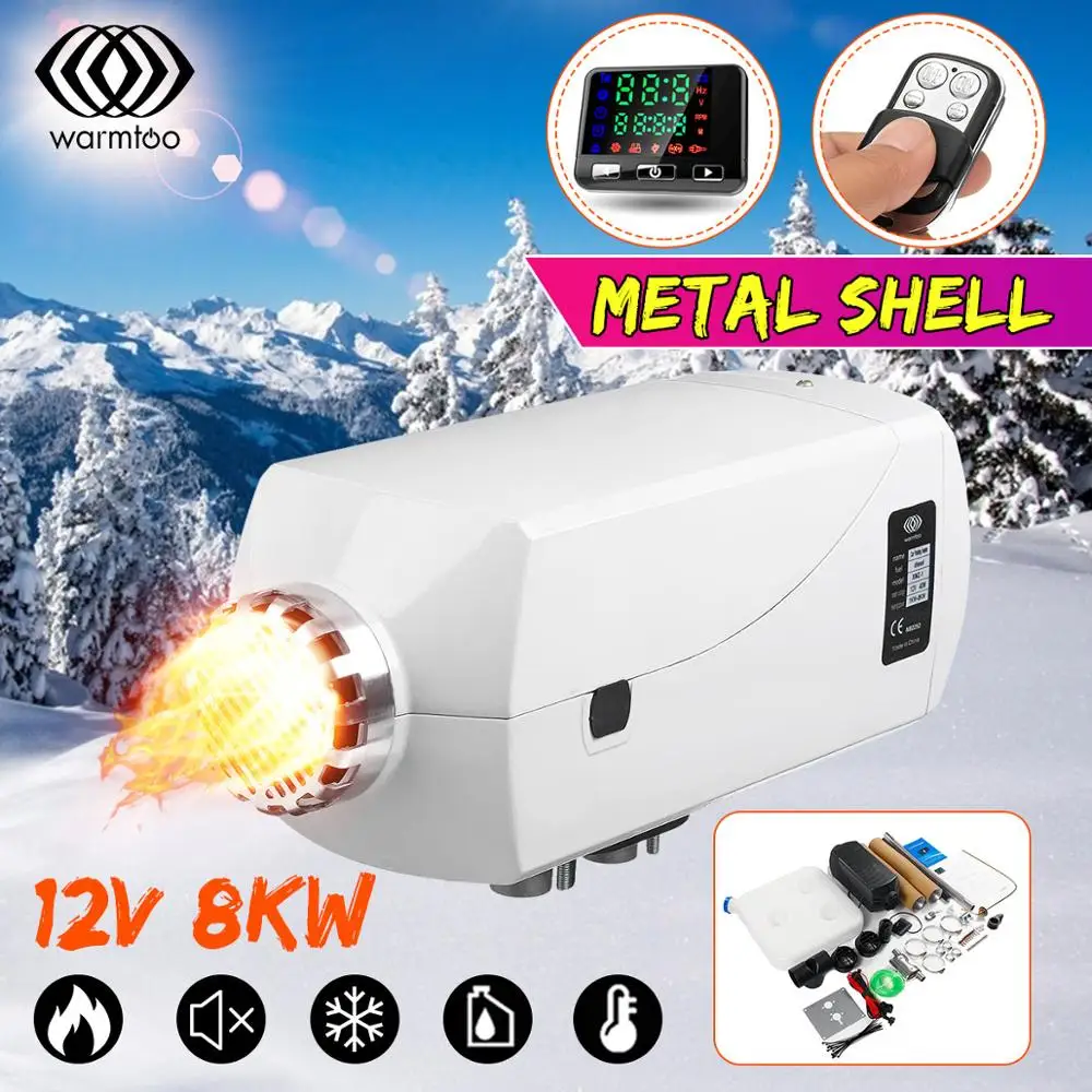 Дизельный подогреватель воздуха 12V 8000W ЖК-дисплей термостат дистанционного Управление металлический корпус автомобиля стояночный отопитель машина для грузовика лодки Караван колесах автобуса - Название цвета: Metal Shell White