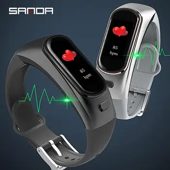 

Sanda New H109 Bluetooth Smart Bracelet Blood Pressure Heart Rate Monitoring Bluetooth Headset Two In One Answer Phone Watches