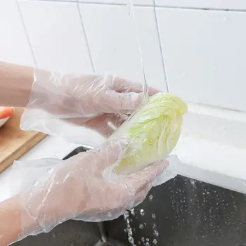 

500 pcs disposable gloves thickened PE transparent kitchen snack sushi making gloves kitchen waste disposal gloves #