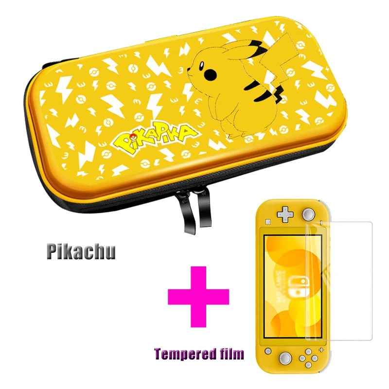 Pikachu Чехол-сумка для хранения с закаленным стеклом для nintendo Switch Mini Console - Цвет: Pikachu