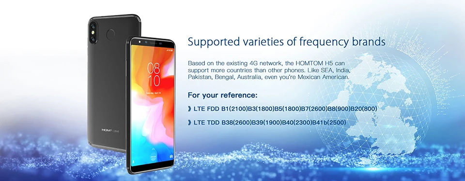 Global version HOMTOM H5 360 OS Android8.1Mobile Phone 3GB+32GB 3300mAh 5.7" Face ID 13MP MT6739 Quad Core 4G FDD-LTE Smartphone