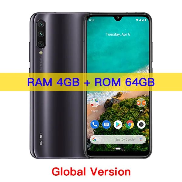 4GB 64GB Gray Глобальная версия Xiaomi mi мобильного телефона A3 mi A3 4 Гб 64 Гб 48 Мп+ 32 МП камера Восьмиядерный процессор Snapdragon 665 6,08" AMOLED экран - Цвет: 4GB 64GB Gray