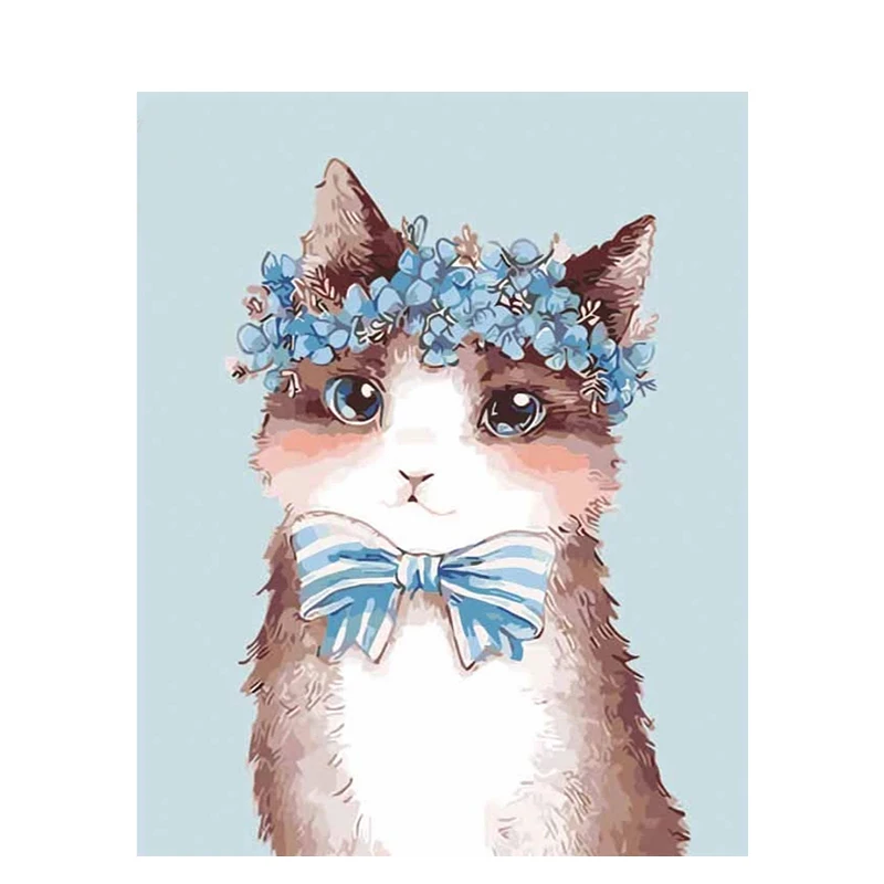 Cat Painting by Number Kits Canvas Numbers Acrylic Oil for Adults Kids Arts Craft home walldecor | Дом и сад