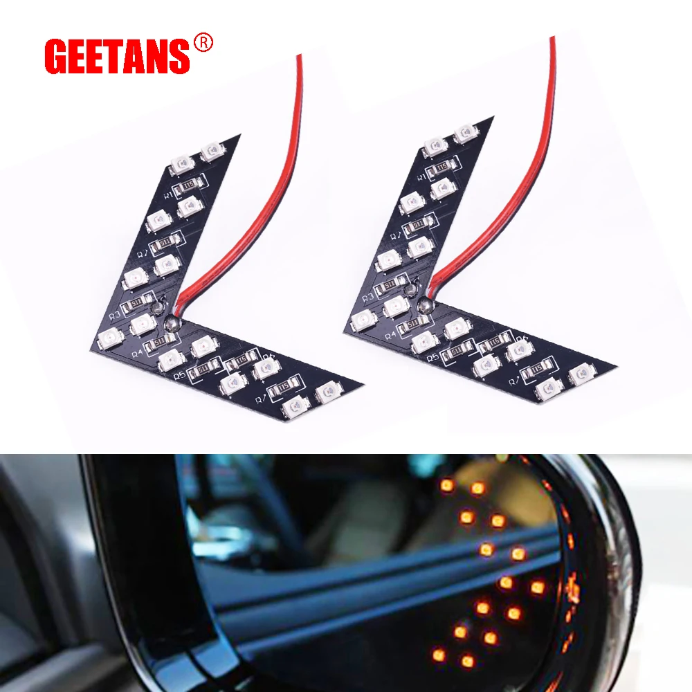 Geetans 2 Pz/Set 14 Smd Led Freccia Pannelli Auto Specchietto Retrovisore Indicatore Di Direzione Sequenziale 5 Colori Luce Flash Lampada Cf