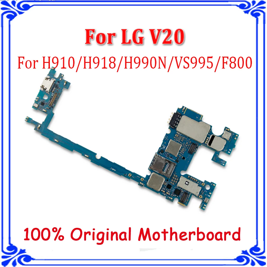 Для LG V20 H910 H918 H990 H990N VS955 F800 H990DS оригинальная разблокированная материнская плата 64 ГБ с чипами логическая плата Android