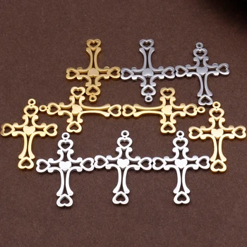 

15Pcs/Lot 27*40MM Heart Cross Pendants Jewelry Making Supplies Polished Solid Stainless Steel DIY Accessories Logo Engrave Maker