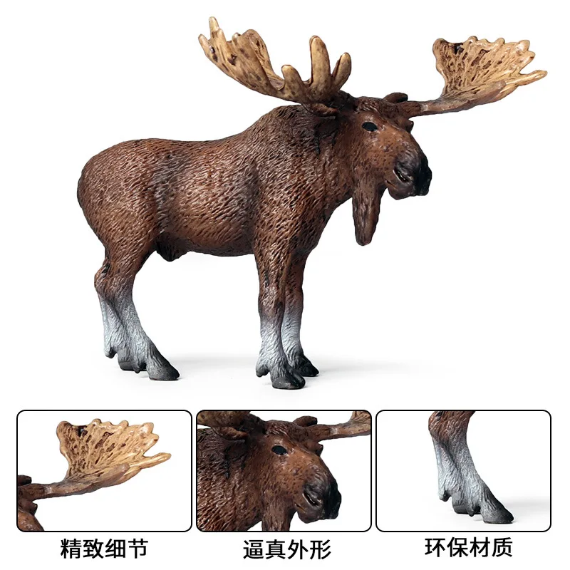 North America Wild Animal Figure Toy Moose Elk Model for Livingroom Ornament 