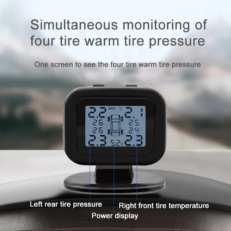 

Vehicle tire pressure detector Digital display Automatic security alarm Tpms USB charging detection PSI is an off-road vehicle