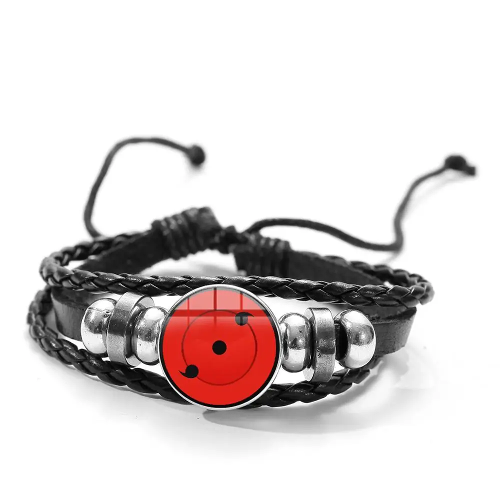 SONGDA Naruto Shippuden Anime Leather Bracelet Uchiha Sasuke Icon Glass Round Photo Handmade Beaded Bracelets Fashion Fans Gift - Окраска металла: Style 5