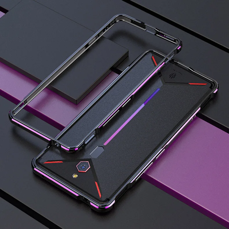 black purple Металлическая рамка для мобильного телефона Aurora для zte Nubia Red Magic 3 3 S, чехол с окантовкой для Nubia Red Magic 2, чехол с оправой, защитные края - Цвет: black purple