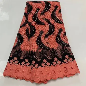 

latest lace fabric african french lace embroidered tulle lace fabric with beads and stones 5yards