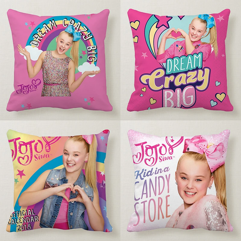 Маленькие милые девушки JOJO SIWA Happy розового цвета для девочек с принтом и кружевом Подушка диванная автомобиля кровать диван-Подушка Чехол Спальня украшения чехол для подушки