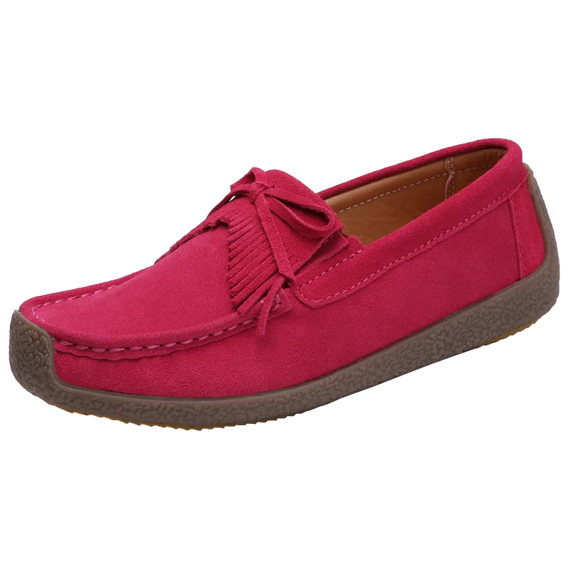 tassel genuine leather shoes women italian fashion vulcanized loafers elegant dress ladies casual flats driving lady moccasins (1)