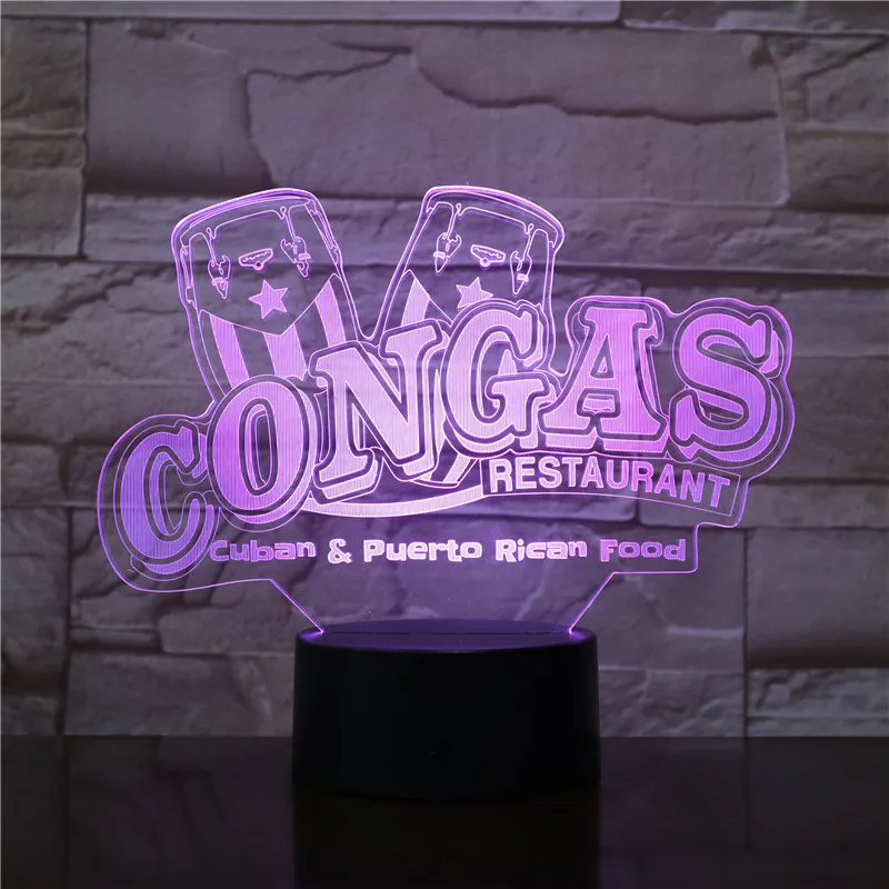 3D лампа Congas для ресторана, прекрасный подарок для детей, сенсорный датчик для украшения гостиной, атмосферный светодиодный ночник, светильник