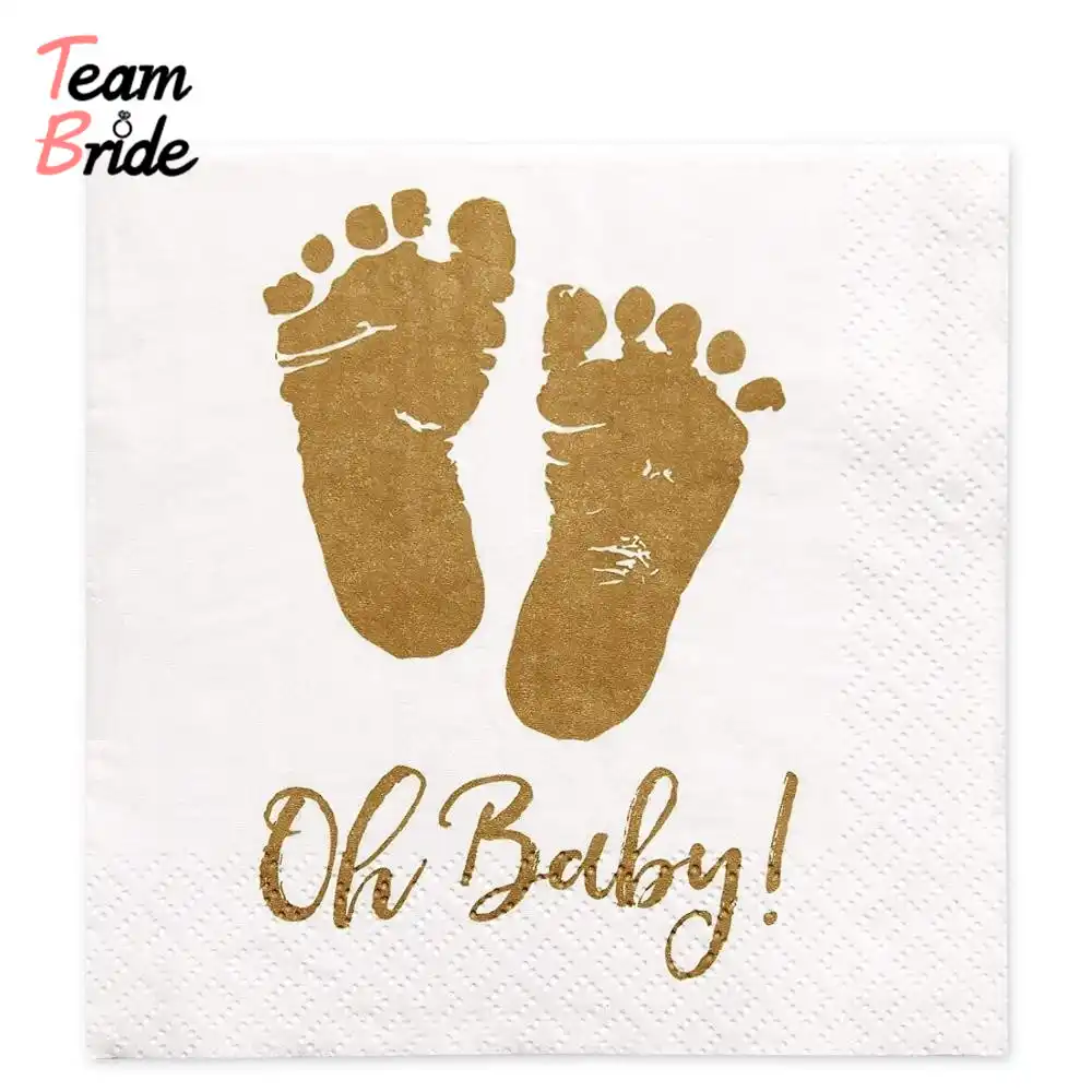 Team Bride Servilletas Oh Para Baby Shower Estampado Dorado Para Pies De Bebe Suministros Para Fiesta De Cumpleanos 10 Unidades Lote Vajilla De Fiesta Desechable Aliexpress