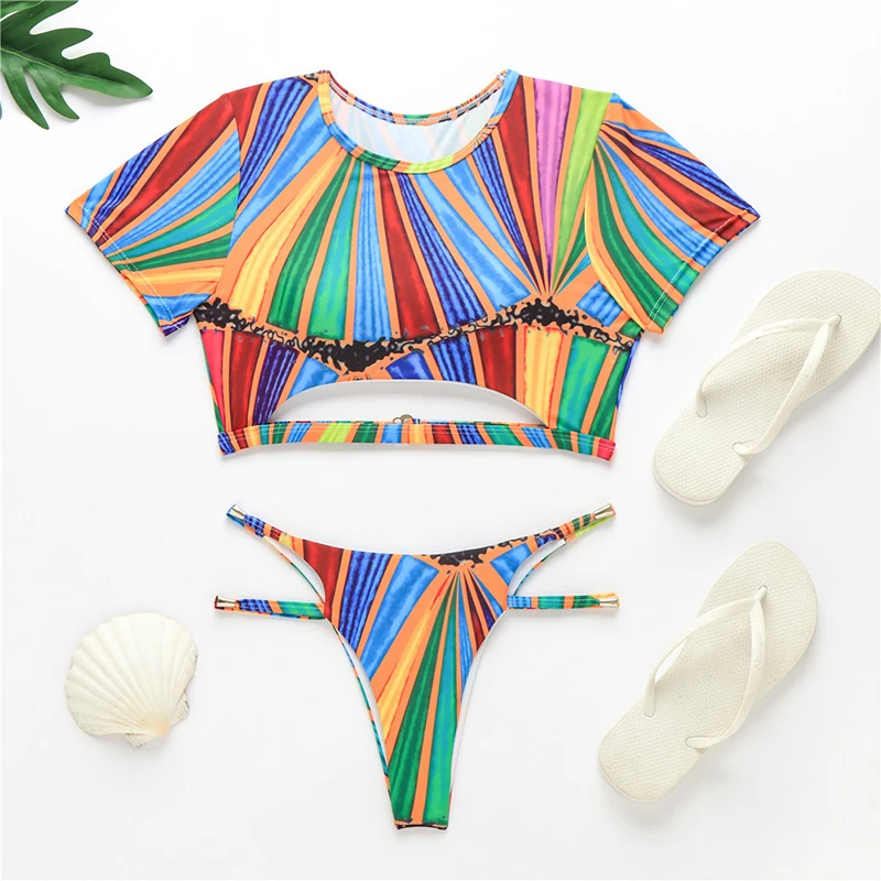 Stripe Print Сексуальный укороченный Бразильский бикини,, женский купальник, в полоску, с рисунком, комплект бикини, купальник, пляжная одежда, монокини, синий купальник - Цвет: Stripe Print