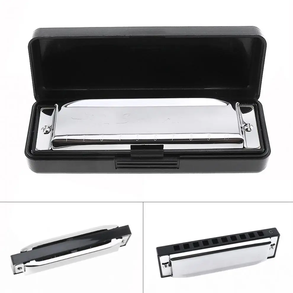 

Harmonica 10 Holes 20 ToneC Silver Harmonica Diatonic Blues Harp Mouth Organ Musical Instrument Stainless Steel for Beginner