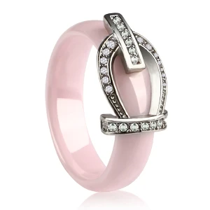 Pink Silver Большие размеры 11, 12, керамические кольца принцессы с короной для женщин, кубический цирконий ААА, микро проложенное кольцо для помолвки, юбилейное ювелирное изделие - Цвет основного камня: Pink Silver