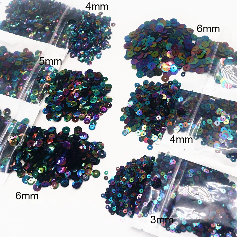 10g 3/4/5/6mm PVC Flat Cup Round Sequins AB Black Loose Glitter Sequins for Wedding Garment Dress Sequined Trim DIY Accessory sequins for crafts sequin embroidery accessories sequin sewing accessories sequins accessories
