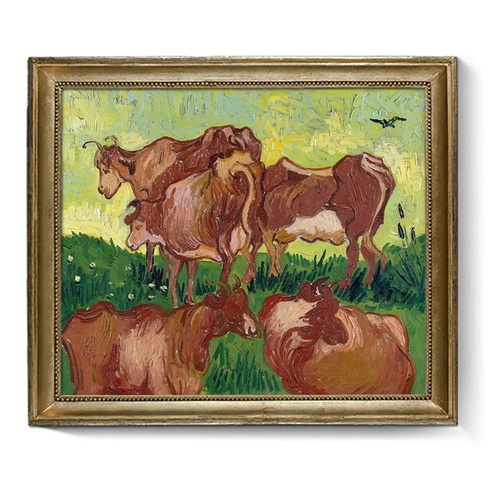 Artist Vincent van Gogh Cows (after Jorsaens) Classic Oil Painting Print on Canvas Wall Pictures For Living Room Home Decor | Дом и сад
