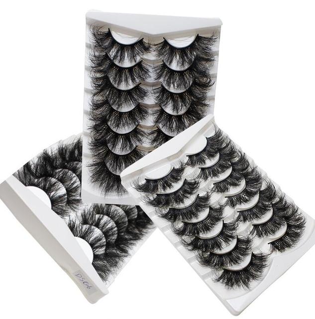 7Pairs 25mm Soft Fluffy 3D Mink False Eyelashes Dramatic Long Wispies Lash Extension Natural Volume Beauty Handmade Eye M