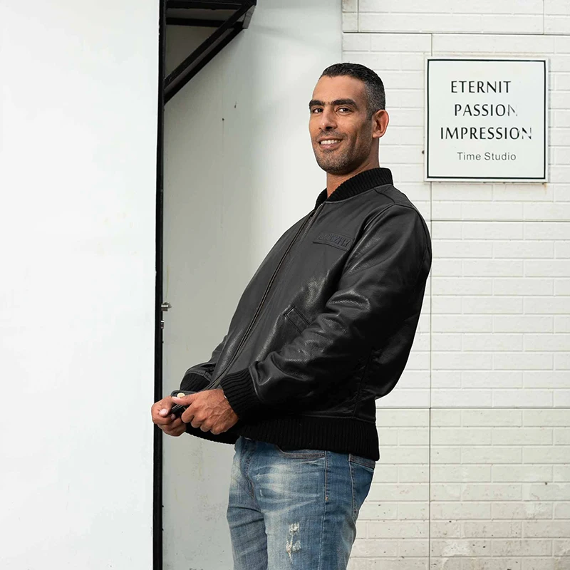 Мужской черный пилотная куртка из натуральной телячьей кожи Брендовое в винтажном стиле натуральным лисьим мехом толстый теплые куртки осень-зима русский Бейсбол костюм