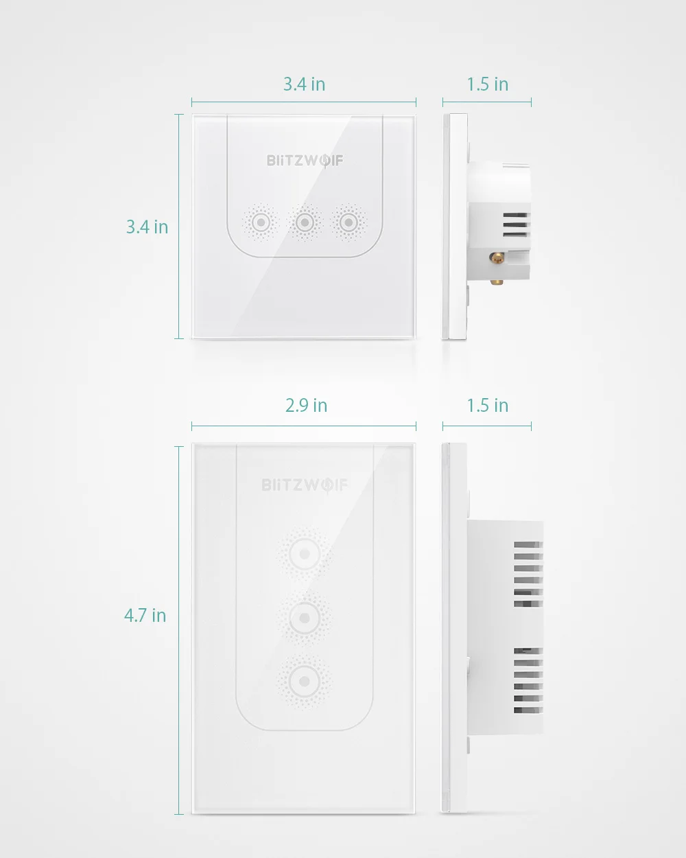 BlitzWolf BW-SS3 10A wifi сенсорный пульт дистанционного управления настенный умный переключатель панель из закаленного стекла работает с Amazon Alexa/Google Assistant