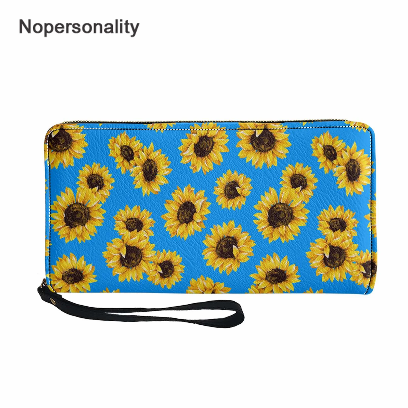 

Nopersonality Wallets Printing Scattered Sunflowers Women's Purse Leather Lady Bag Mini Money Handbag Woman Clutch Clean Style