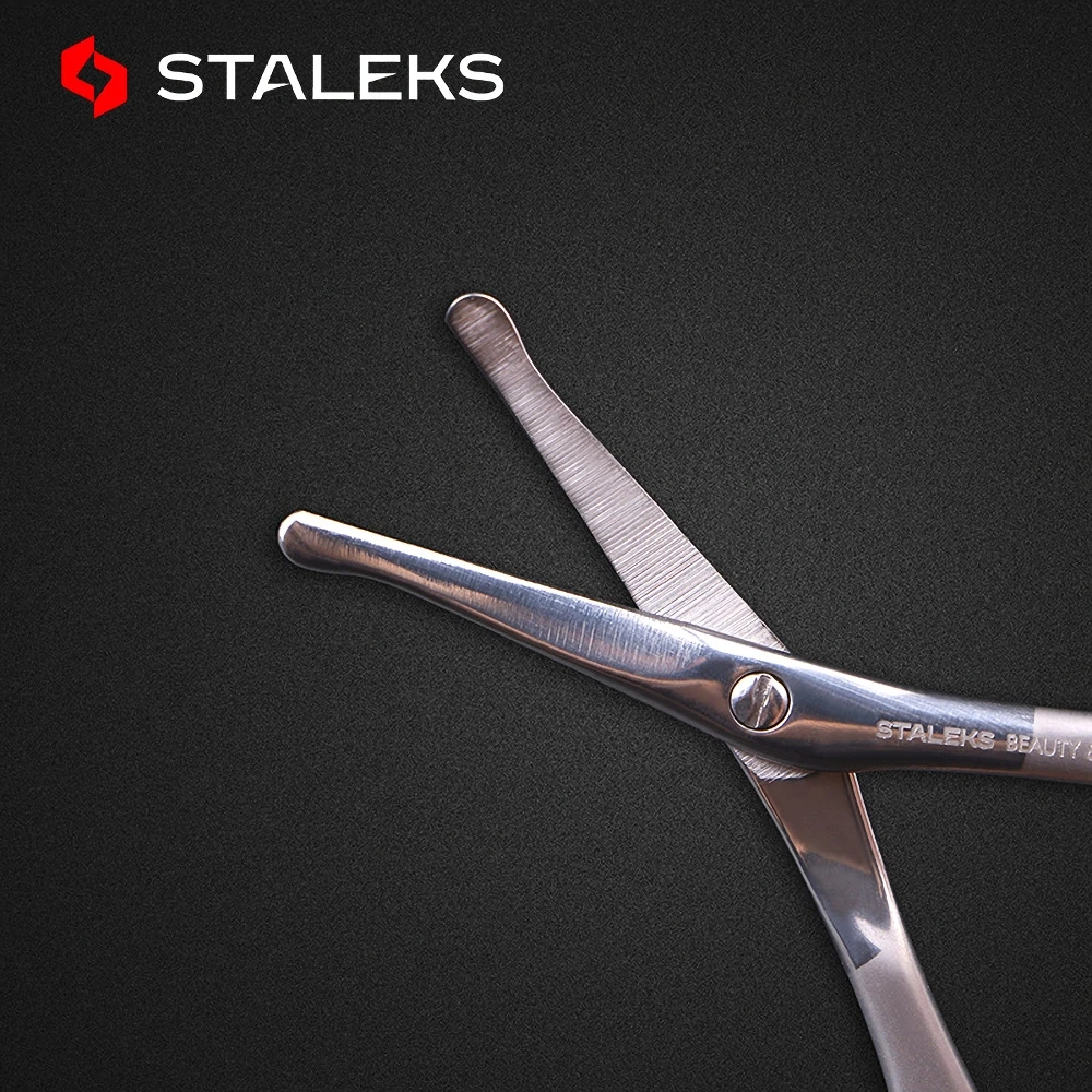 STALEKS SBC-10-4 Premium Stainless Steel Round Angle Safety Makeup Scissors Nose Hair Scissors Trimming Nose Beard Sideburns 3