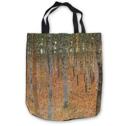 Tote Bags Пользовательские холст Gustav_Klimt_(1) сумка сумки повседневная хозяйственная сумка пляжные сумки Складная 180911-02-15 - Цвет: Tote Bags