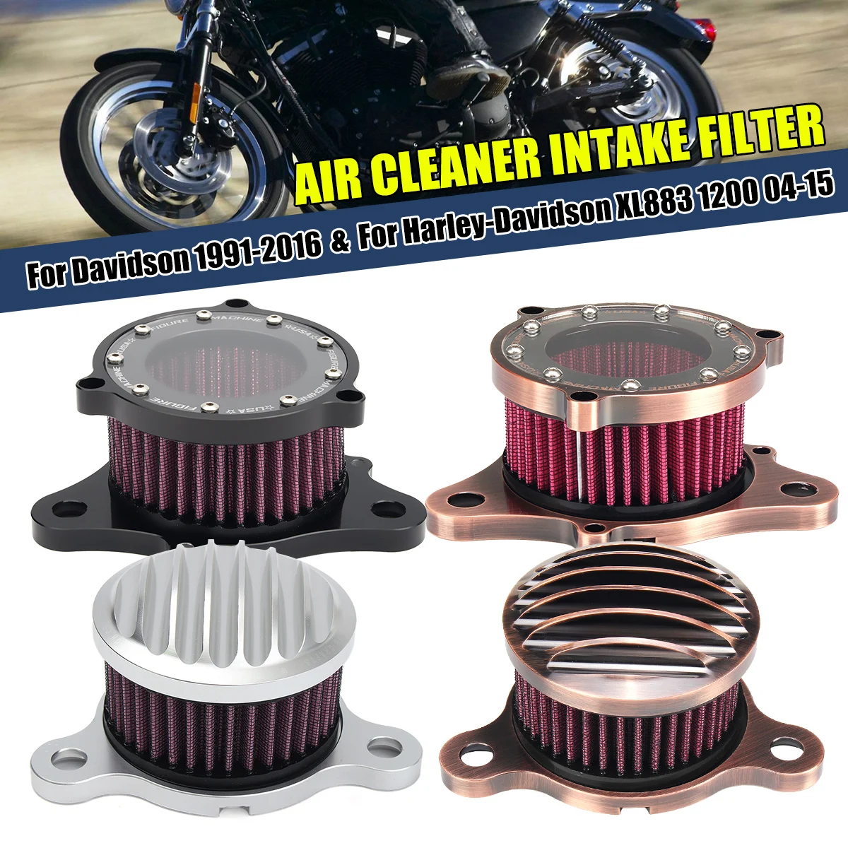 

Set Retro bronze Aluminum CNC Motorbike Motorcycle Air Cleaner Intake Filter for Iron Davidson Sportster XL883 XL1200 1991-2016