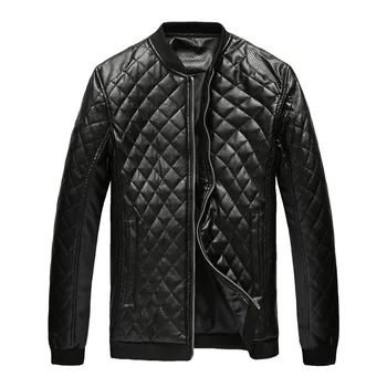 

Autumn and Winter Mens Leather Jacket Casual PU Leather Jacket Men Fashion Stand Collar Long Sleeve Motorcycle Jacket Men