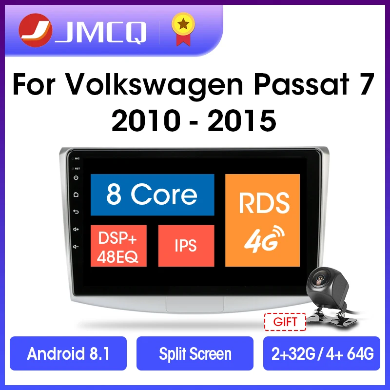 JMCQ Android 9.0 Car Radio For VW Volkswagen Passat B7 B6 2010-2015 Multimedia Video Player 2 din 1Split Screen GPS Navigaion