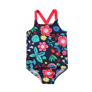 

2020 Newest Adorable Kids Baby Girls Flower Cross Back Blue Swimsuit Swimwear Swimming Costume