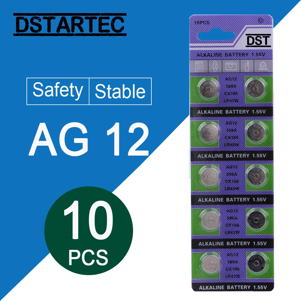 10 шт./карта 30 мА · ч 1 55 в AG12 LR43 SR43 260 386 LR1142 V12GA AG 12 кнопочных батарей для пультов