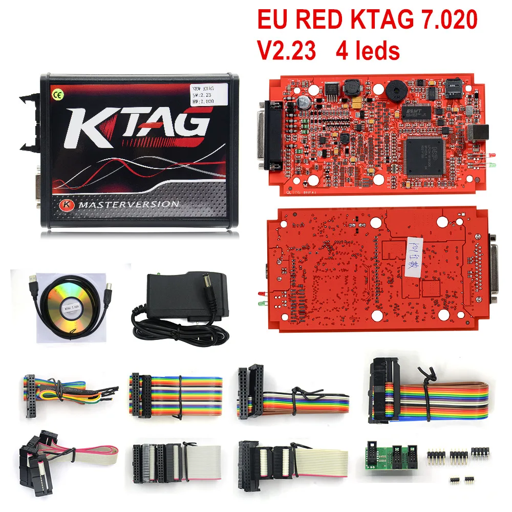 KTAG KESS V2 V2.47 V5.017 ЕС красный OBD2 менеджер Тюнинг Комплект KTAG V2.25 V7.020 4 светодиодный Мастер светодиодный рамка фонового режима отладки K-TAG программатор системного блока управления - Цвет: V2.23