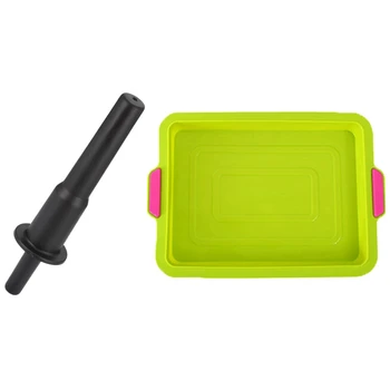 

Blender Tamper Accelerator Work Blender Mixer Accessories with Square Silicone Baking Tray Mold Pan Cake Mold -Green