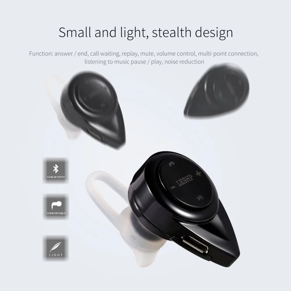 LESHP A9 портативный мини стерео беспроводной Bluetooth наушники телефон гарнитура V3.0+ EDR для телефона IOS мобильного телефона ПК