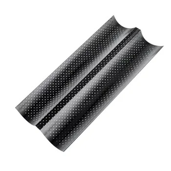 

2 Grooves Wave French Bread Baking Tray Carbon Steel Mold Non-stick Perforated Baking Tool For Baguette Bake Pan