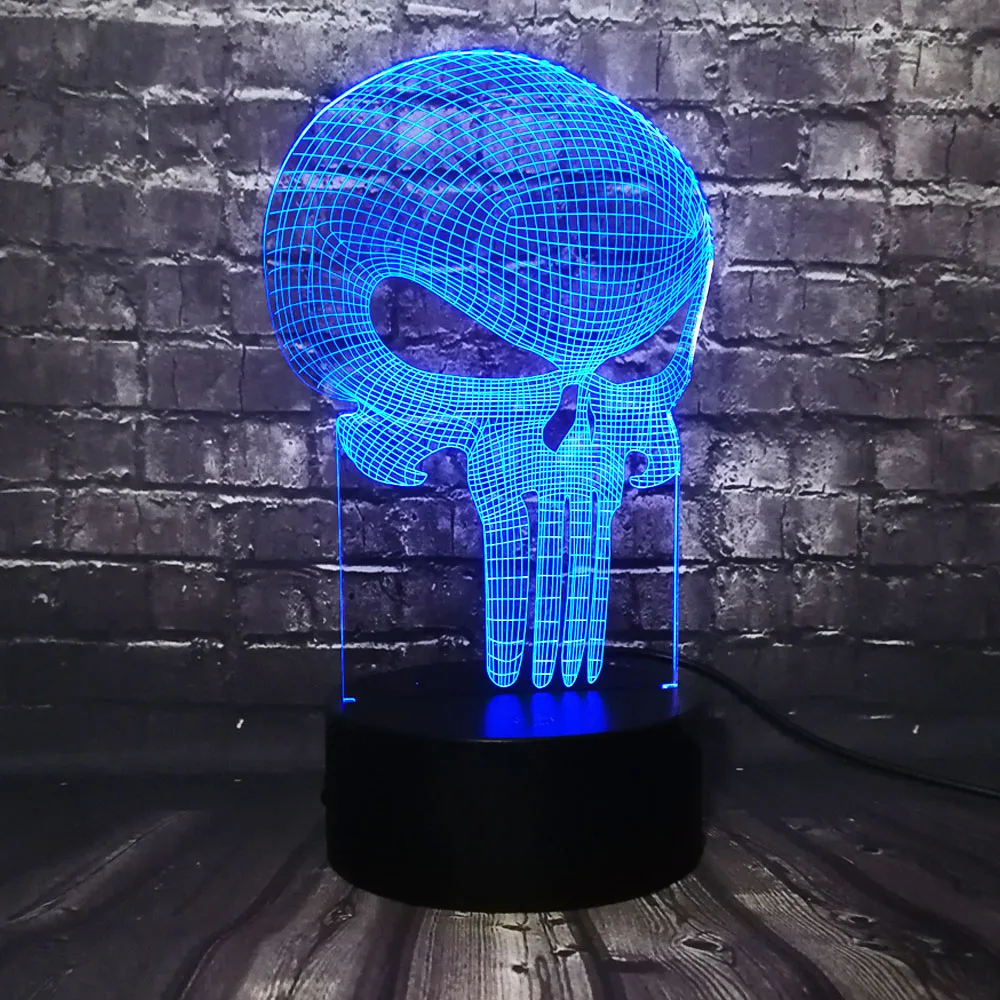 Зуб череп 3D светодиодный USB лампа Хэллоуин Каратель настроение красочные страшные тема привидениями дом Декор ночной Светильник сценический светильник ing