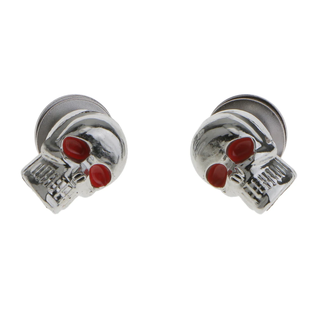 Pair Motorcycle Skull License Plate Frame Bolts Screws Fasteners Silver