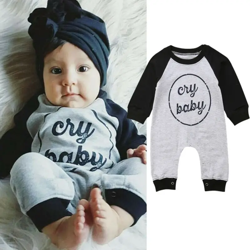 Emmababy для новорожденных, для маленьких мальчиков и девочек, милая толстовка с длинными рукавами с принтом букв лоскутное одеяло комбинезон