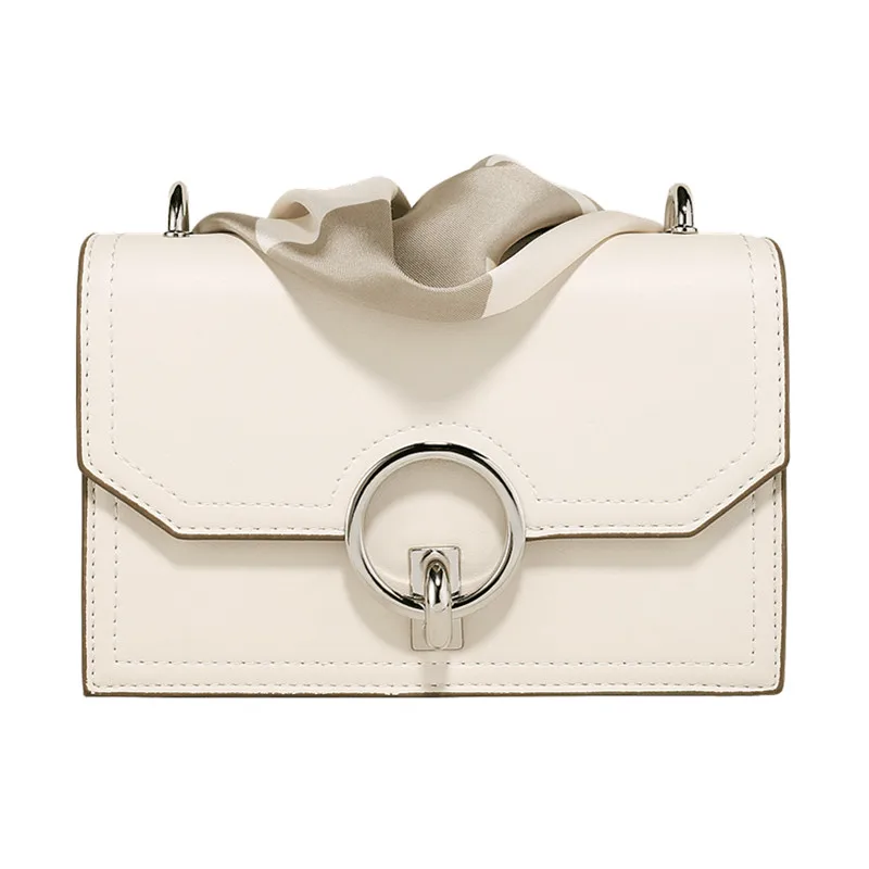 

Autumn white girl cross body bag trendy scarf small square bag