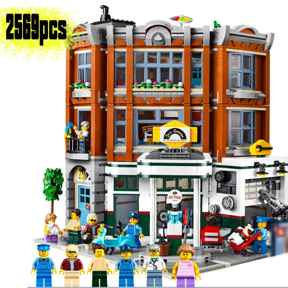 

DG006 New ideas series the Corner Garage Model Building Blocks Compatible legoinglys city 10264 Classic Architecture Toys Gifts