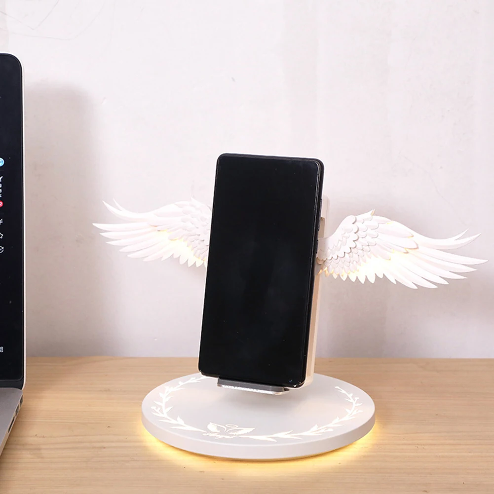 Новое 10 Вт Беспроводное зарядное устройство ангельские крылья ночник Мобильное Беспроводное зарядное утройство для телефона для IPhone X Xiaomi huawei USB 10 Вт Быстрая зарядка