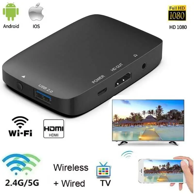 Dual Band 5G Miracast Airplay TV Stick Adapter Wifi Display Mirror Cast TV Receiver Dongle Wireless HDMI 1080P for iOS Andriod