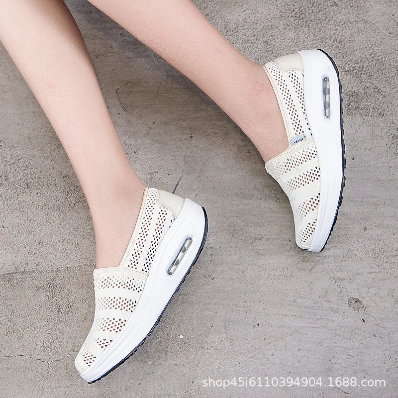 

Minika 2019 Spring And Summer New Style Mesh Breathable Rocking Shoes Women's Thick Bottomed Air Cushion Sports Casual Mom Shoes