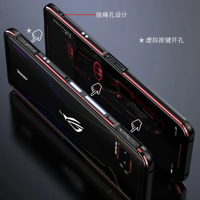Металлический Алюминий Бампер чехол с градиентными цветами для ASUS ROG 2 Чехол Броня бампер задняя крышка для ASUS ROG 2 ROG2 чехол Capa